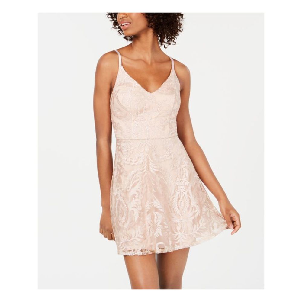 SPEECHLESS Womens Light Pink Micro Mini Trapeze Evening Dress Juniors 11